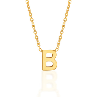 9ct Yellow Gold Initial "B" Pendant on 43cm Chain