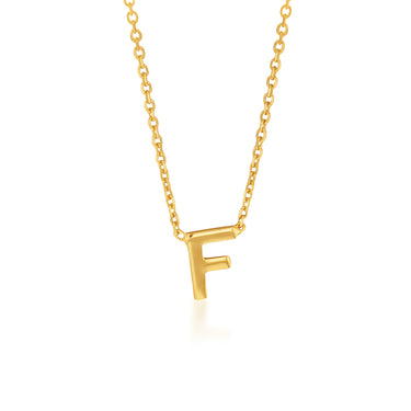 9ct Yellow Gold Initial "F" Pendant On 43cm Chain