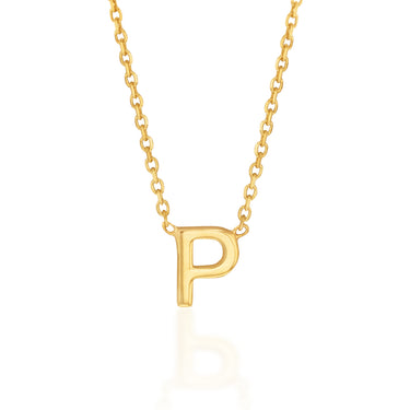 9ct Yellow Gold Initial "P" Pendant On 43cm Chain