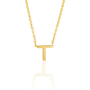 9ct Yellow Gold Initial "T" Pendant On 43cm Chain