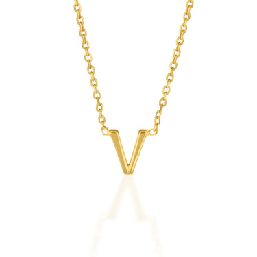 9ct Yellow Gold Initial "V" Pendant on 43cm Chain