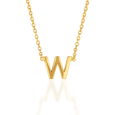 9ct Yellow Gold Initial "W" Pendant on 43cm Chain