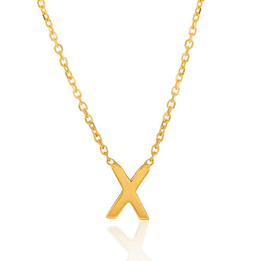 9ct Yellow Gold Initial "X" Pendant on 43cm Chain