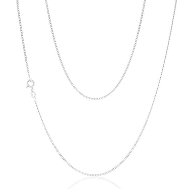 9ct White Solid Gold 40 Gauge Curb 46cm Chain