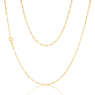 9ct Yellow Gold 40 Gauge 1:3 Figaro 46cm Chain