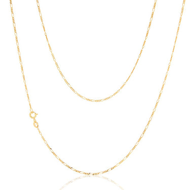 9ct Yellow Gold 40 Gauge 1:3 Figaro 51cm Chain