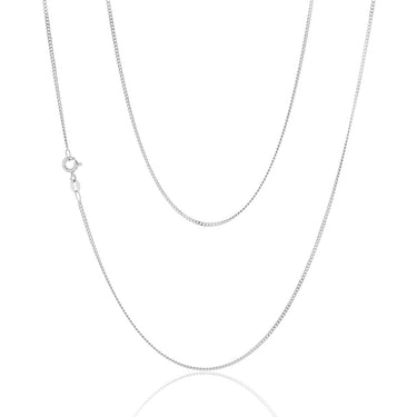 9ct White Solid Gold 40 Gauge Curb 51cm Chain