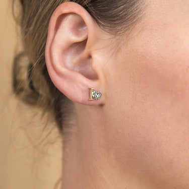 9ct Yellow Gold Diamond Cut I Love You Stud Earrings