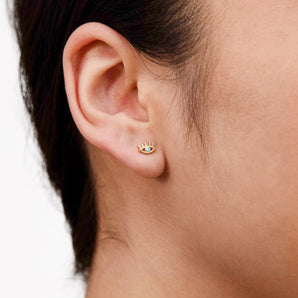9ct Yellow Gold Enamel Eye Stud Earrings