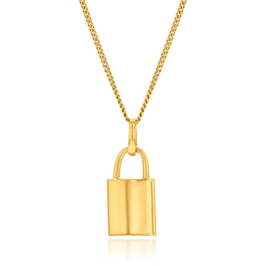 9ct Yellow Gold Plain Lock Pendant