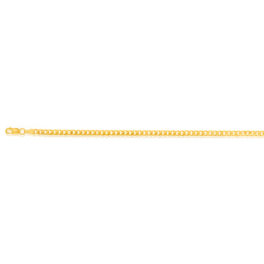 9ct Yellow Gold Concave Extra Flat 80Gauge 3mm Curb 19cm Bracelet