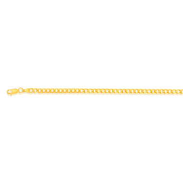 9ct Yellow Gold Concave Extra Flat 100 Gauge 4mm Curb 21cm Bracelet