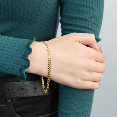 9ct Yellow Gold Concave Extra Flat 100 Gauge 4mm Curb 21cm Bracelet
