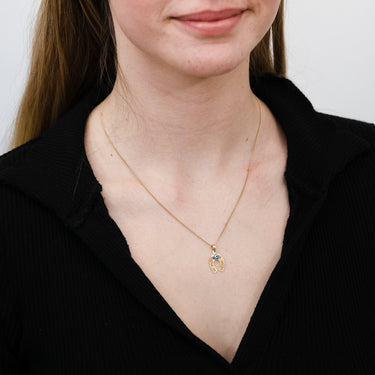 9ct Yellow Gold Diamond Cut Horse Shoe And Evil Eye Pendant