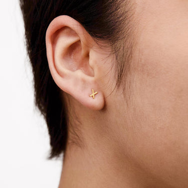 9ct Yellow Gold Mini Inital "X" Stud Earrings