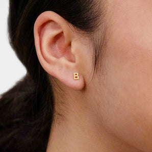9ct Yellow Gold Mini Initial "B"Stud Earrings