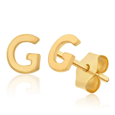 9ct Yellow Gold Mini Initial "G" Stud Earring