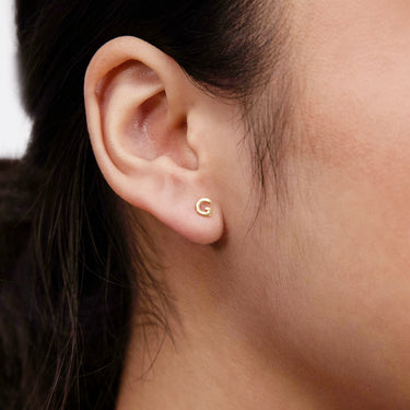 9ct Yellow Gold Mini Initial "G" Stud Earring