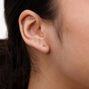 9ct Yellow Gold Mini Initial "H" Stud Earrings
