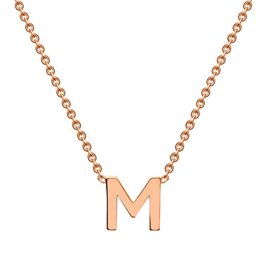 9ct Rose Gold Initial "M" Pendant On 43cm Chain