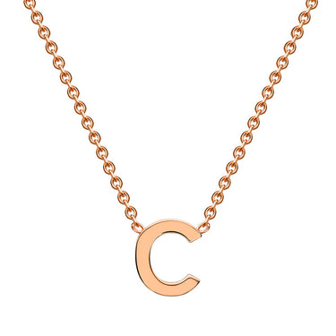 9ct Rose Gold Initial "C" Pendant On 43cm Chain