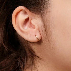 9ct Yellow Gold Diamond Cut 8mm Hoop Earrings