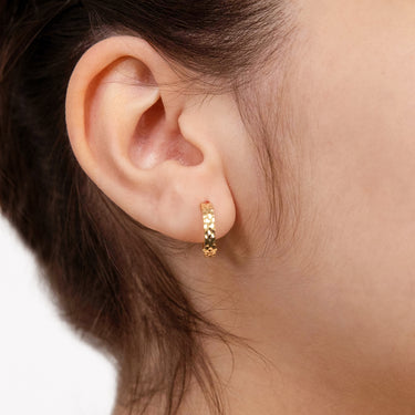 9ct Yellow Gold Pyramid Creole Earring