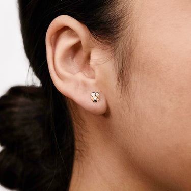 9ct Yellow Gold Enamel Owl Stud Earring