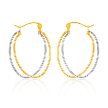 9ct Yellow And White Gold Double Hoop Earrings