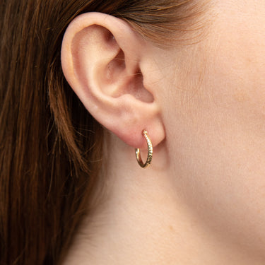 9ct Yellow Gold Diamond Cut 15mm Hoop Earrings