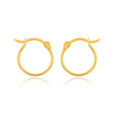 9ct Yellow Gold Polish 10mm Hoop Earring