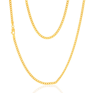 9ct Yellow Gold Rounded Tight Curb 80 Gauge 50cm Chain