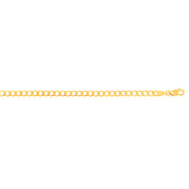 9ct Yellow Gold Superflat Light 95 Gauge Curb 21cm Bracelet