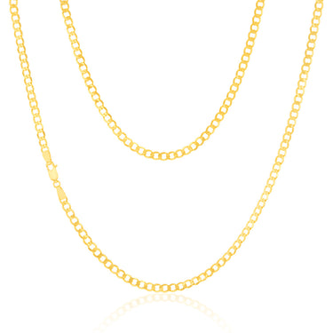 9ct Yellow Solid Gold Superflat Light 95 Gauge Curb 55cm Chain