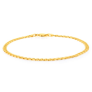 9ct Yellow Gold Curb Bevelled Flat 100 Gauge 21cm Bracelet