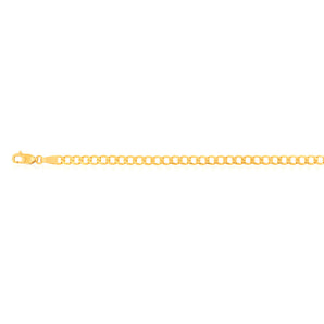 9ct Yellow Gold Curb Bevelled Flat 100 Gauge 21cm Bracelet