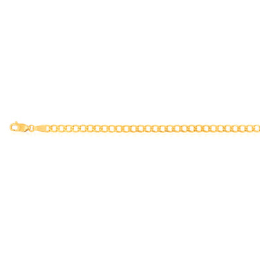 9ct Yellow Solid Gold Curb Bevelled Flat 100 Gauge 21cm Bracelet