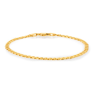 9ct Yellow Gold Curb Bevelled 100 Gauge 19cm Bracelet