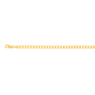 9ct Yellow Solid Gold Curb Bevelled 100 Gauge 19cm Bracelet