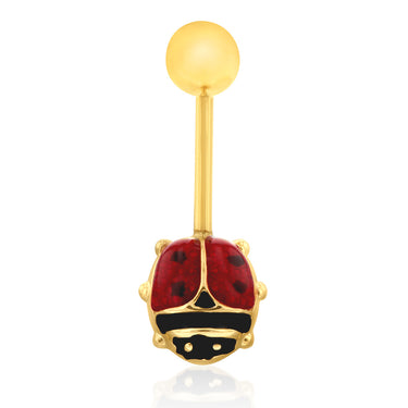 9ct Yellow Gold Ladybird Enamel Belly Bar