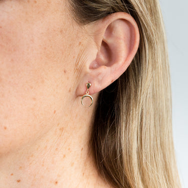 9ct Yellow Gold Half Moon Drop Earrings