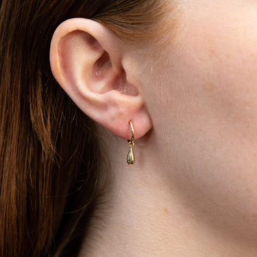 9ct Yellow Gold Tear Drop On Sleeper Earrings