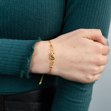 9ct Yellow Gold Knot Adjustable 23.5cm Bracelet