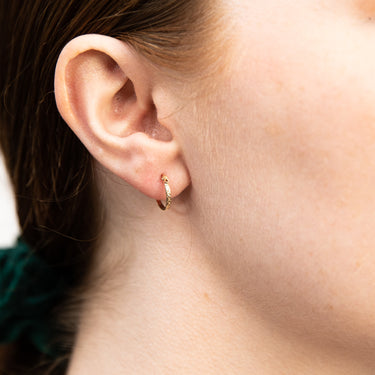 9ct Yellow Gold Double Side Diamond Cut Hoop Earrings