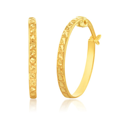 9ct Yellow Gold Double Side DC Hoop Earrings