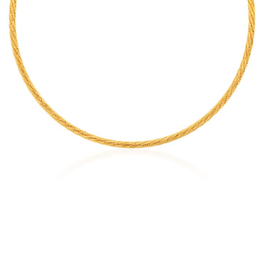 9ct Yellow Gold Sparkling Memory Omega 33+5cm Choker Chain