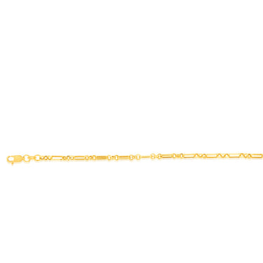 9ct Yellow Gold Diamond Cut Figaro Belcher 19cm Bracelet