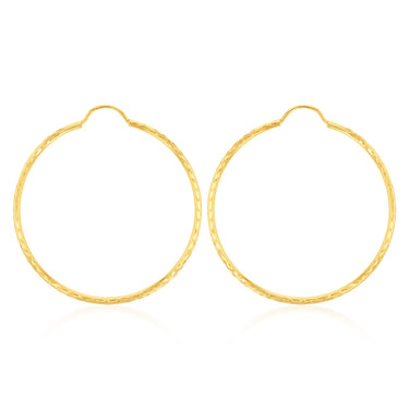 9ct Yellow Gold 30mm Diamond Cut Hoop Earrings