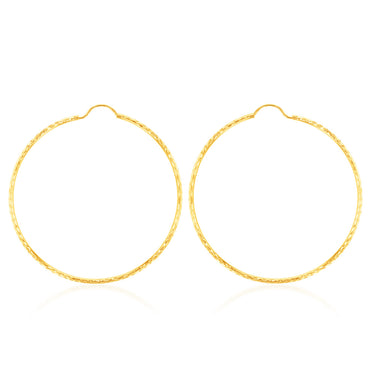 9ct Yellow Gold 40mm Diamond Cut Earrings