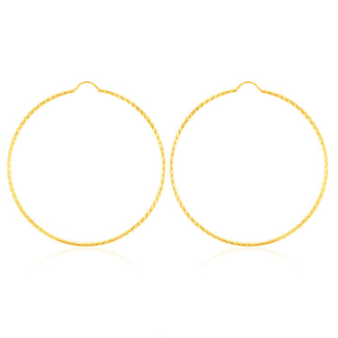 9ct Yellow Gold 50mm Diamond Cut Hoop Earrings